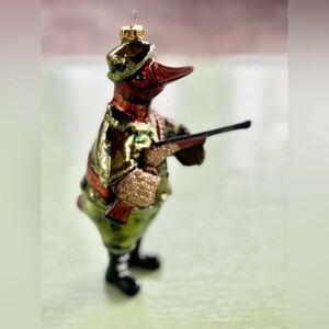 Duck Hunter Christmas Ornament Anthropomorphic Duck in Camouflage with “Shotgun”